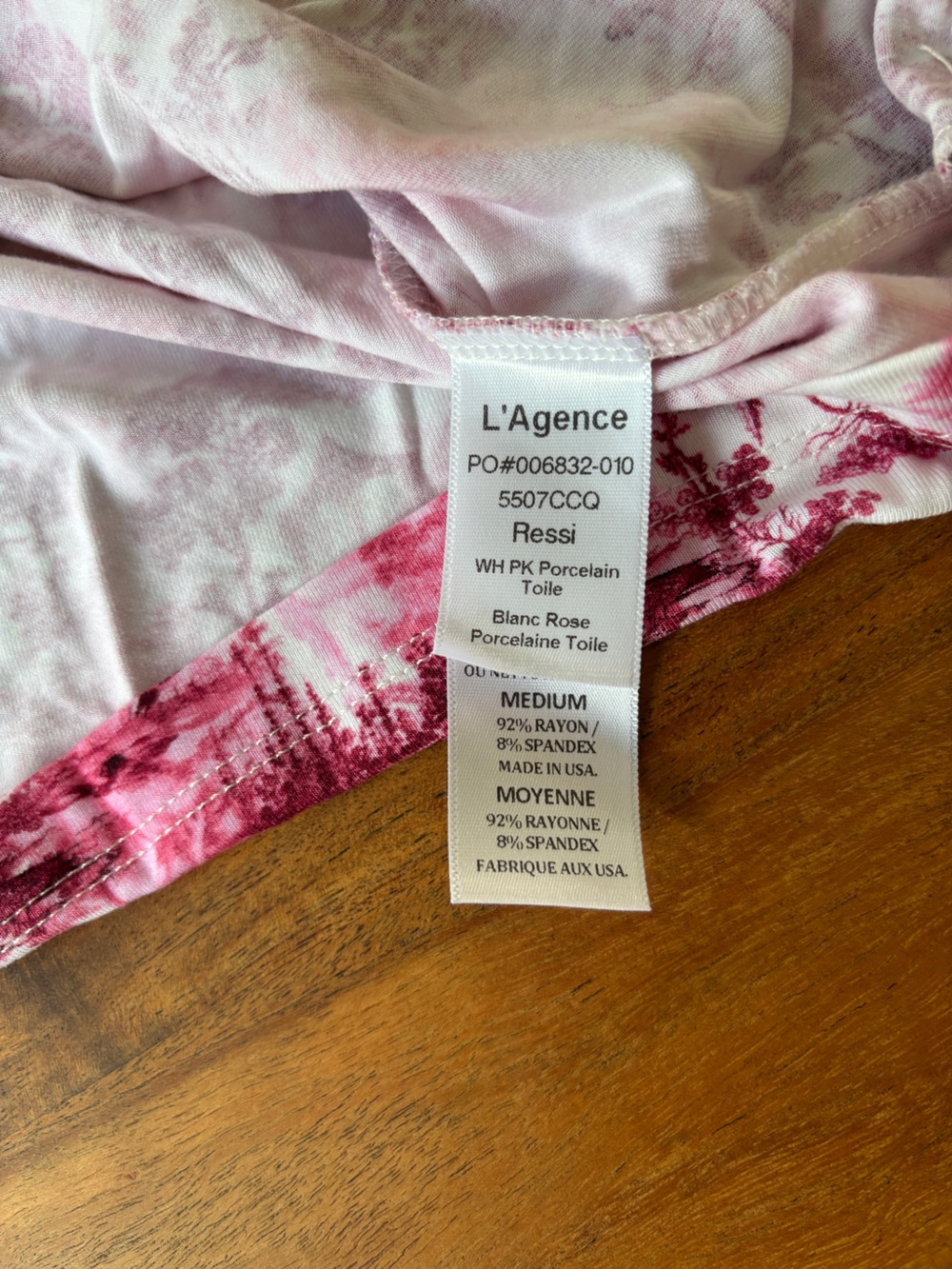 L'Agence Pink Toile Print Ressi Tee - Medium - Picture 4 of 7